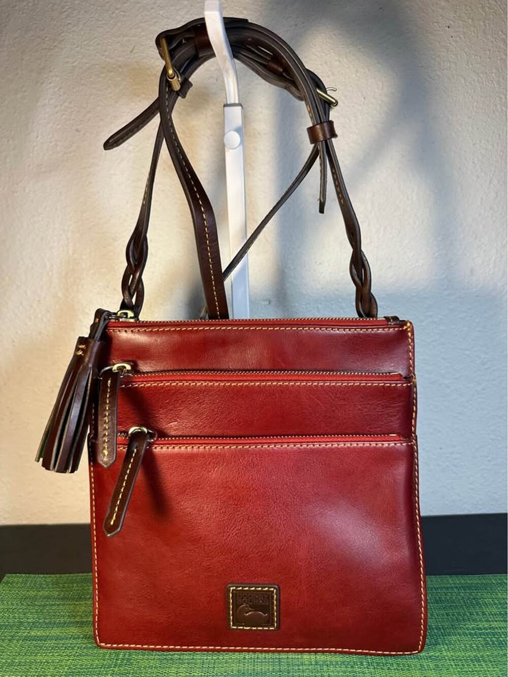 Dooney & Bourke Florentine Leather Triple Zip Crossbody Bag – Bordeaux / Red NWT